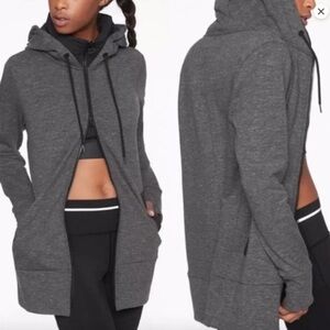 Athleta Victory Long Primaloft Hoodie Jacket Charcoal & Heather Gray